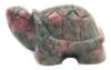 Photo of carved turtle made of rhodonite in epidote matrix
