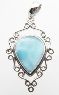 photo of beautiful larimar and sterling silver 925 pendant from dominican republic