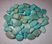 Photo is bulk amazonite tumbled stones from Brazil