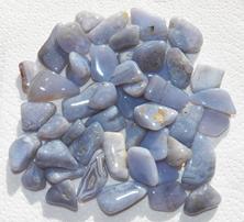 Photo is of tumbled blue lace agate from Mexico