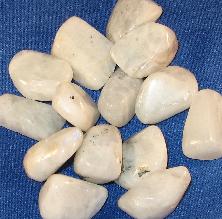 this is a photo of tumbled rainbow moonstone from india for a medicine bag for crystal healing, gemstone massage, gem waters, various metaphysical uses