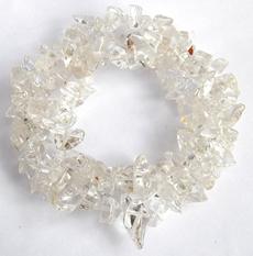 Beautiful, sparkly, clear quartz crystal chip bracelet, triple strand twist