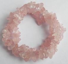 Beautiful triple strand small chip Rose Quartz bracelet