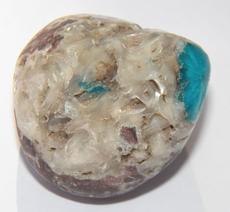 Photo of tumbled cavansite zeolite with stilbite from India, Stone of the Mind