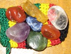 chakras stone kit, amethyst, red jasper, carnelian, nephrite jade, amber, sodalite, quartz