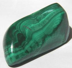 Photo of tumbled malachite from Zaire, protects children, stone called "mirror of the soul", copper mineral, also found in Congo