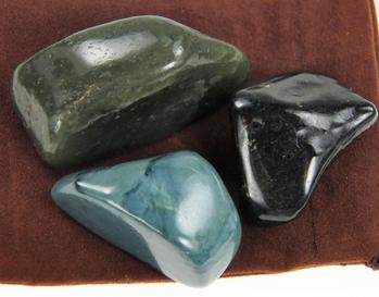 Photo of collection of Blue, Black Lemurian, and Green Nephrite Jade