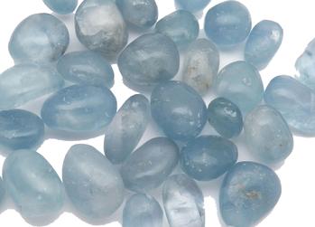 PHOTO OF blue grey celestite tumbled stones from Madagascar