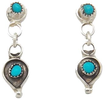 photo of real turquoise zuni heart dangle earrings