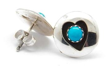 photo of zuni heart stud earring with turquoise