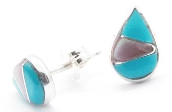 photo of zuni turquoise and spiny oyster shell earrings