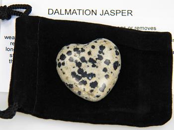 photo of dalmation jasper puffy heart love stone from Mexico 30 mm