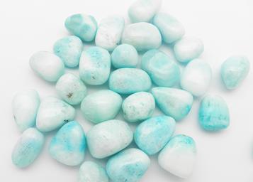 Photo of tumbled blue aragonite from China