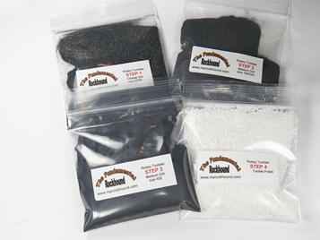 PHOTO OF prepackaged grit kits for rock tumbling silicon carbide coarse medium fine polishes grit saver