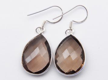 photo of smoky quartz large teardrop earrings