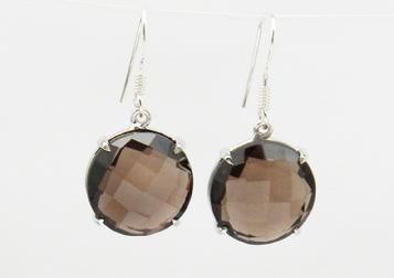 photo of smoky quartz round faceted earrings