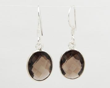 photo of smoky quartz oval faceted earrings