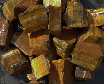 gold tiger eye, chatoyant, south africa, rough, tumbling rock, stones, crystals