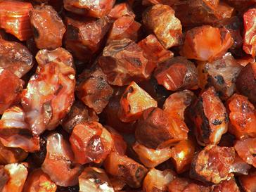 Photo of rough carnelian agate from India for rock tumbling