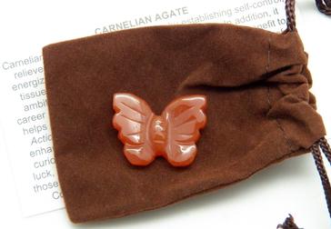 Photo of carved carnelian agate butterfly