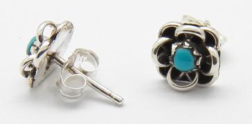 photo of zuni jewelry flower stud with turquoise