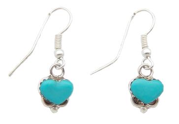 photo of real turquoise zuni heart dangle earrings