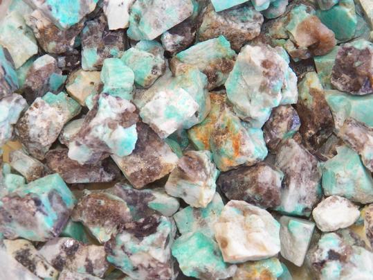 photo of rough amazonite with smoky quartz from Madagascar sister's rocks llc fundamental rockhound
